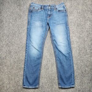 Rock Revival Barby Jeans‎ Womens 32 Blue Mid Rise Skinny Embroidered Denim